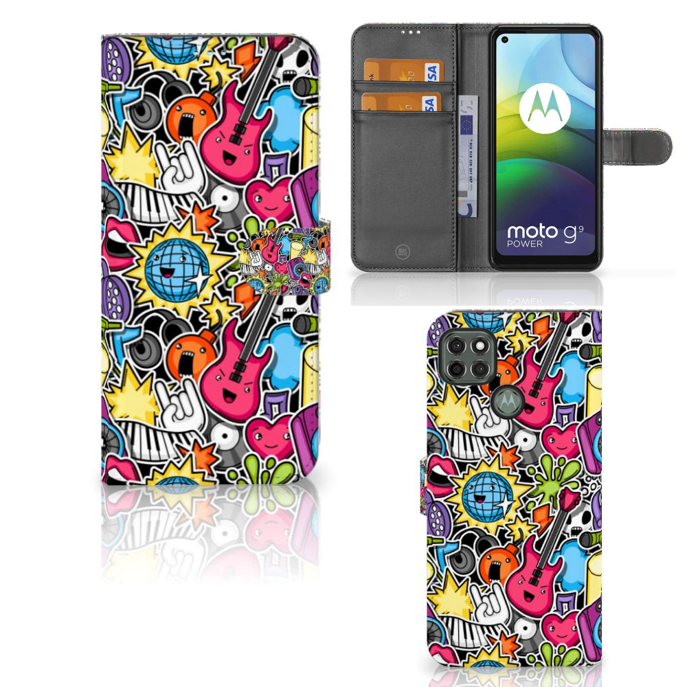 Motorola Moto G9 Power Wallet Case met Pasjes Punk Rock