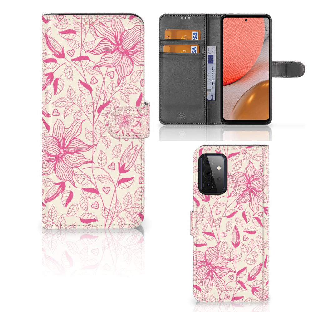 Samsung Galaxy A72 Hoesje Pink Flowers