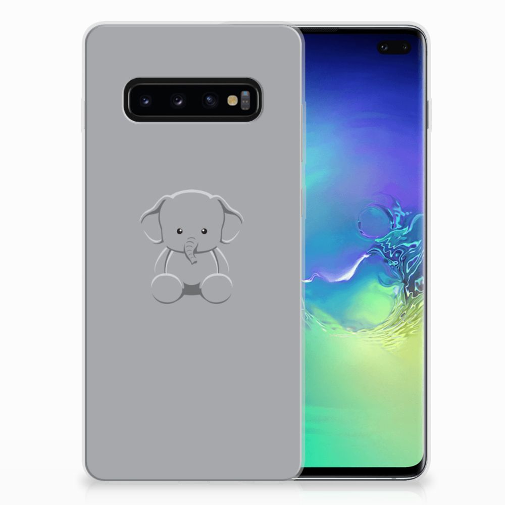 Samsung Galaxy S10 Plus Telefoonhoesje met Naam Grijs Baby Olifant