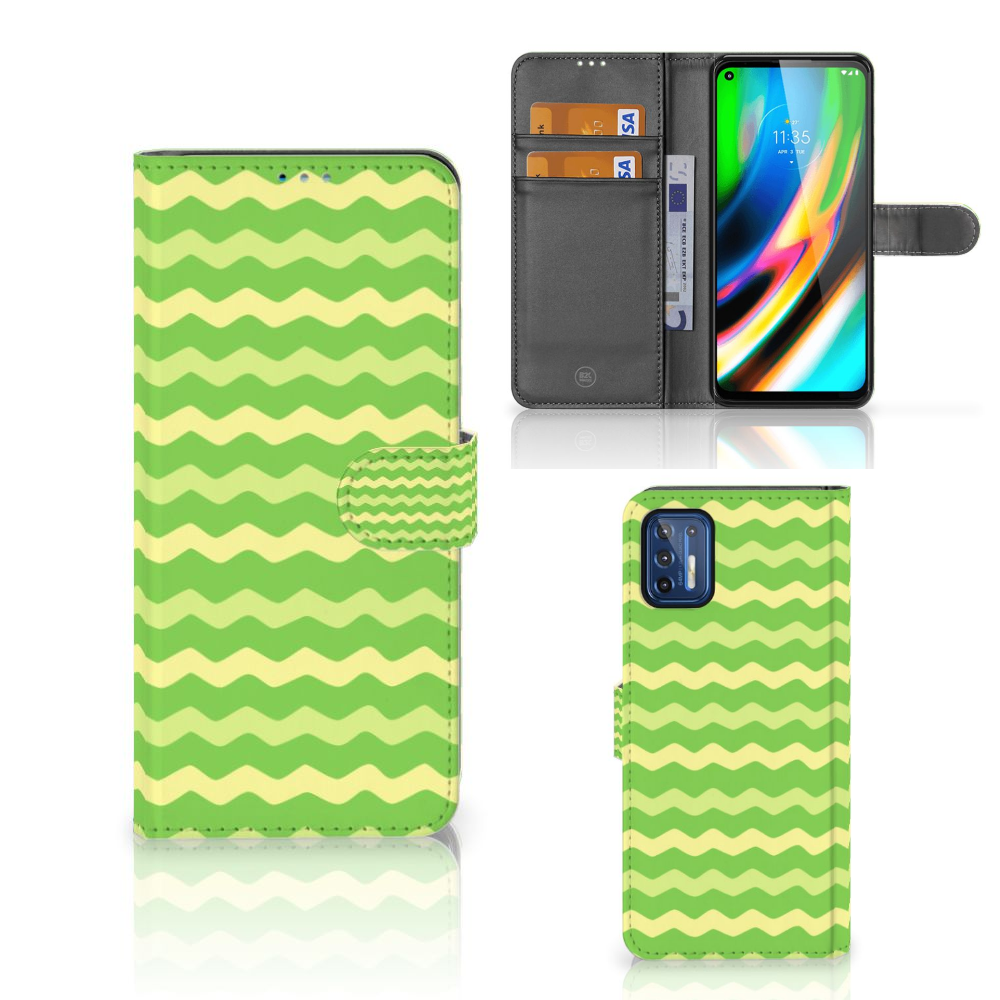 Motorola Moto G9 Plus Telefoon Hoesje Waves Green
