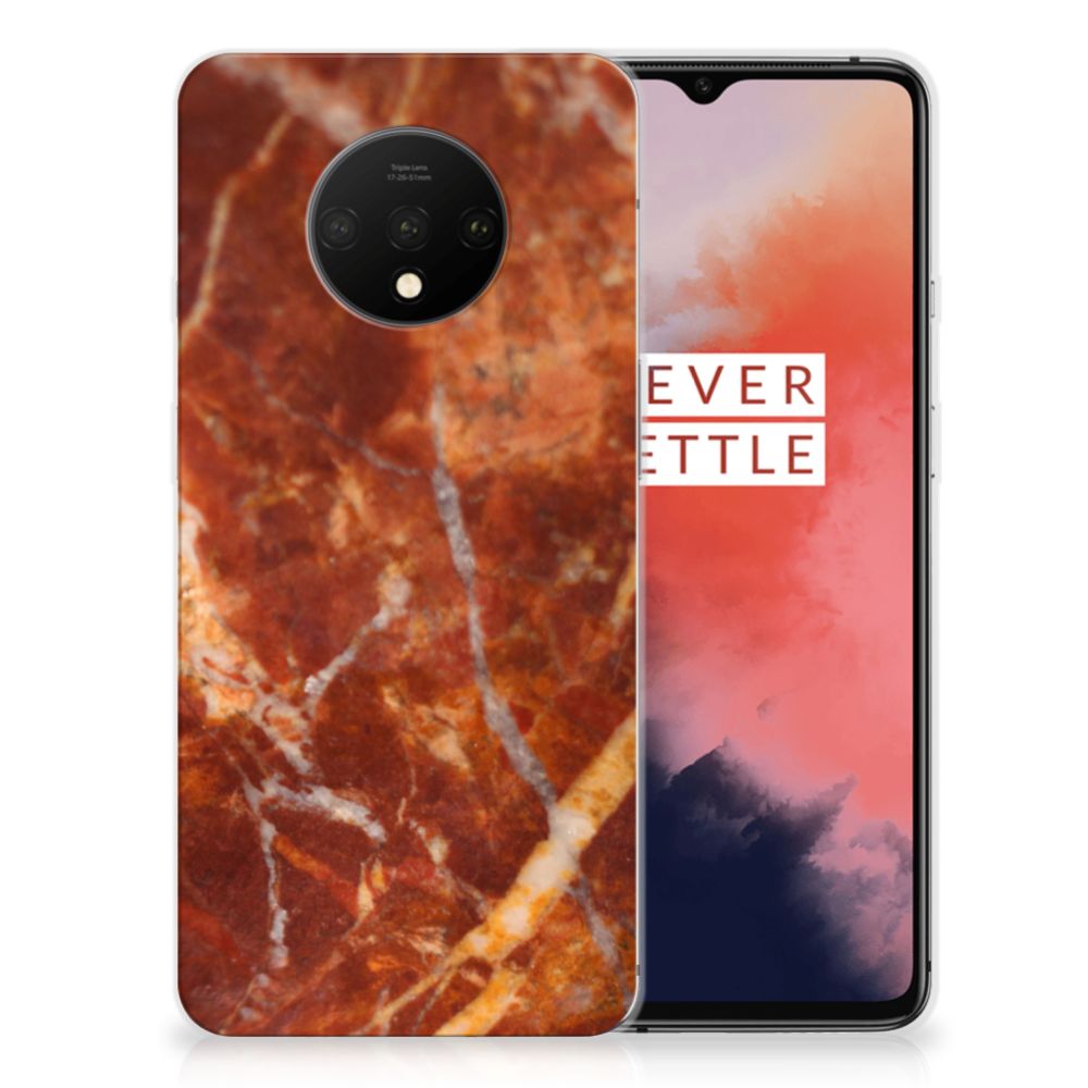 OnePlus 7T TPU Siliconen Hoesje Marmer Bruin