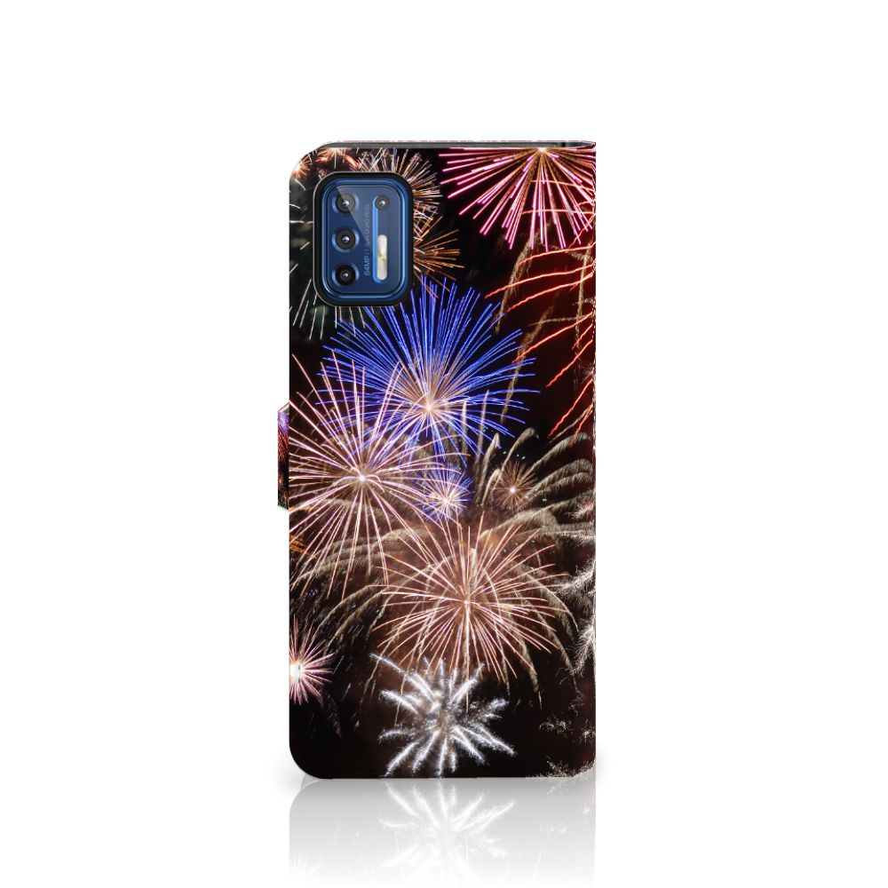 Motorola Moto G9 Plus Wallet Case met Pasjes Vuurwerk