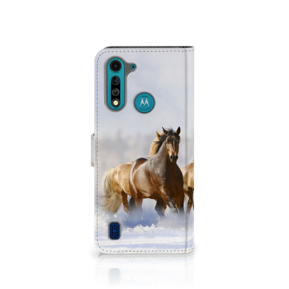 Motorola G8 Power Lite Telefoonhoesje met Pasjes Paarden