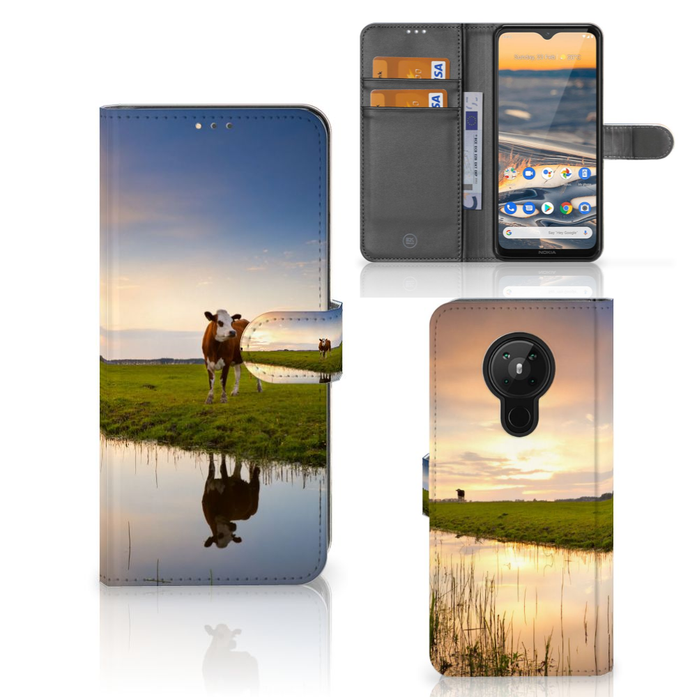 Nokia 5.3 Telefoonhoesje met Pasjes Koe