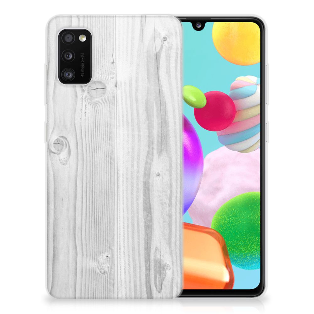 Samsung Galaxy A41 Bumper Hoesje White Wood