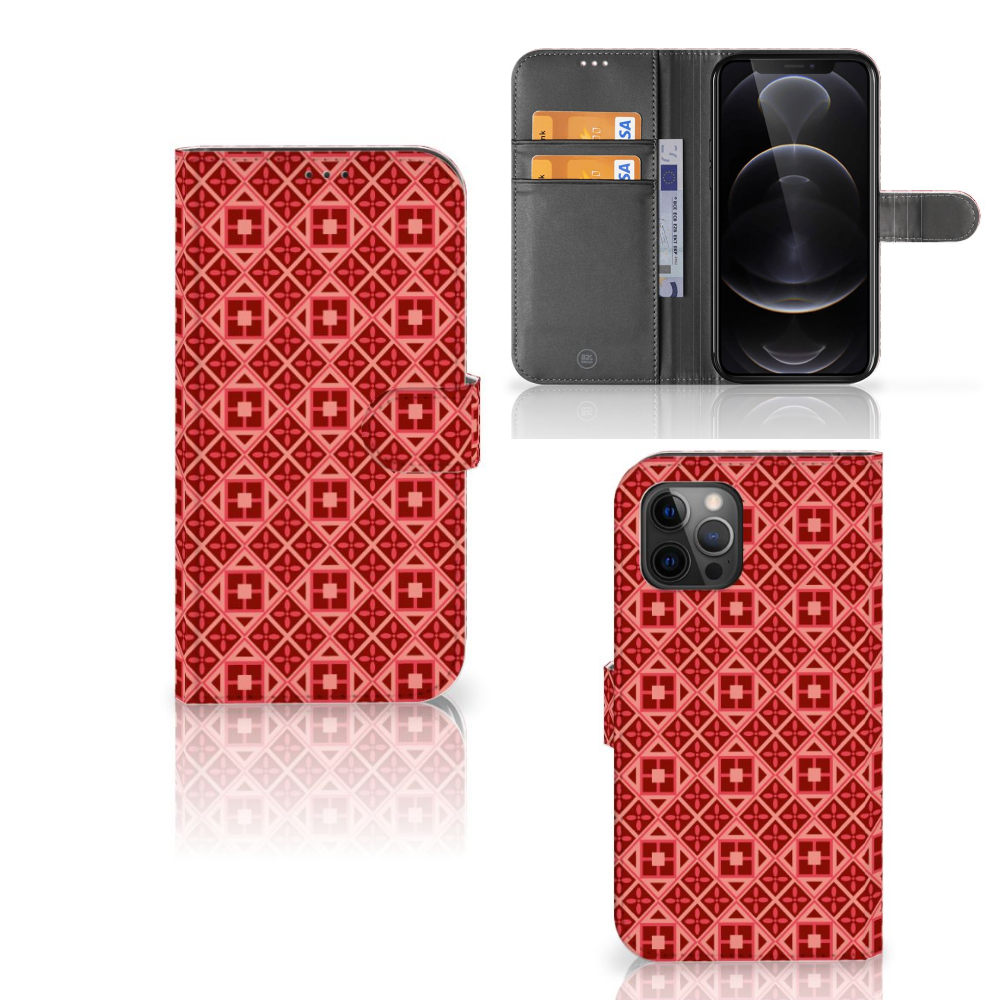 Apple iPhone 12 Pro Max Telefoon Hoesje Batik Rood