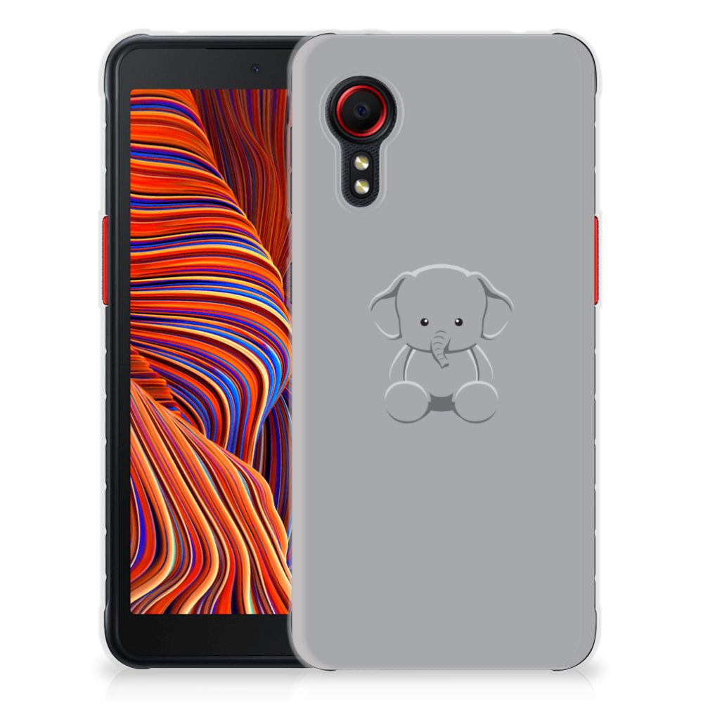 Samsung Galaxy Xcover 5 Telefoonhoesje met Naam Grijs Baby Olifant B2C Telecom