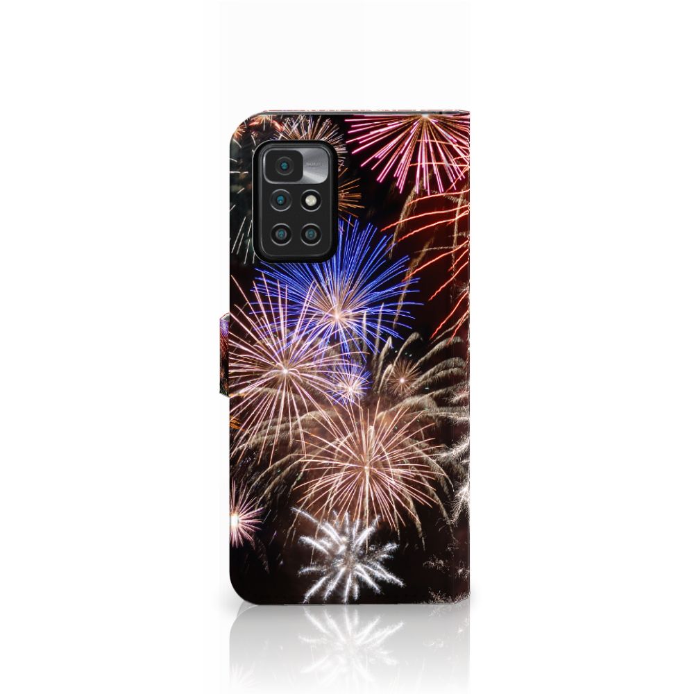 Xiaomi Redmi 10 Wallet Case met Pasjes Vuurwerk