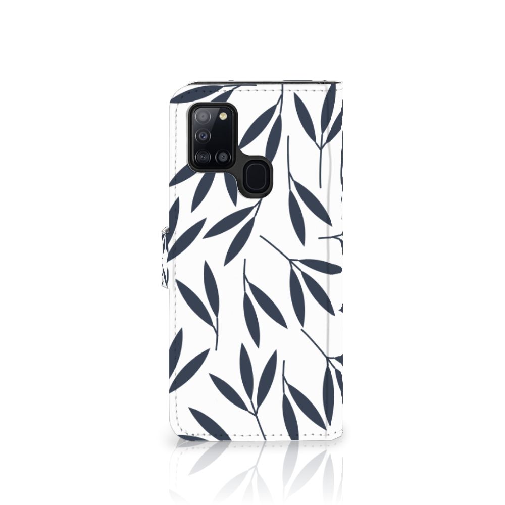 Samsung Galaxy A21s Hoesje Leaves Blue