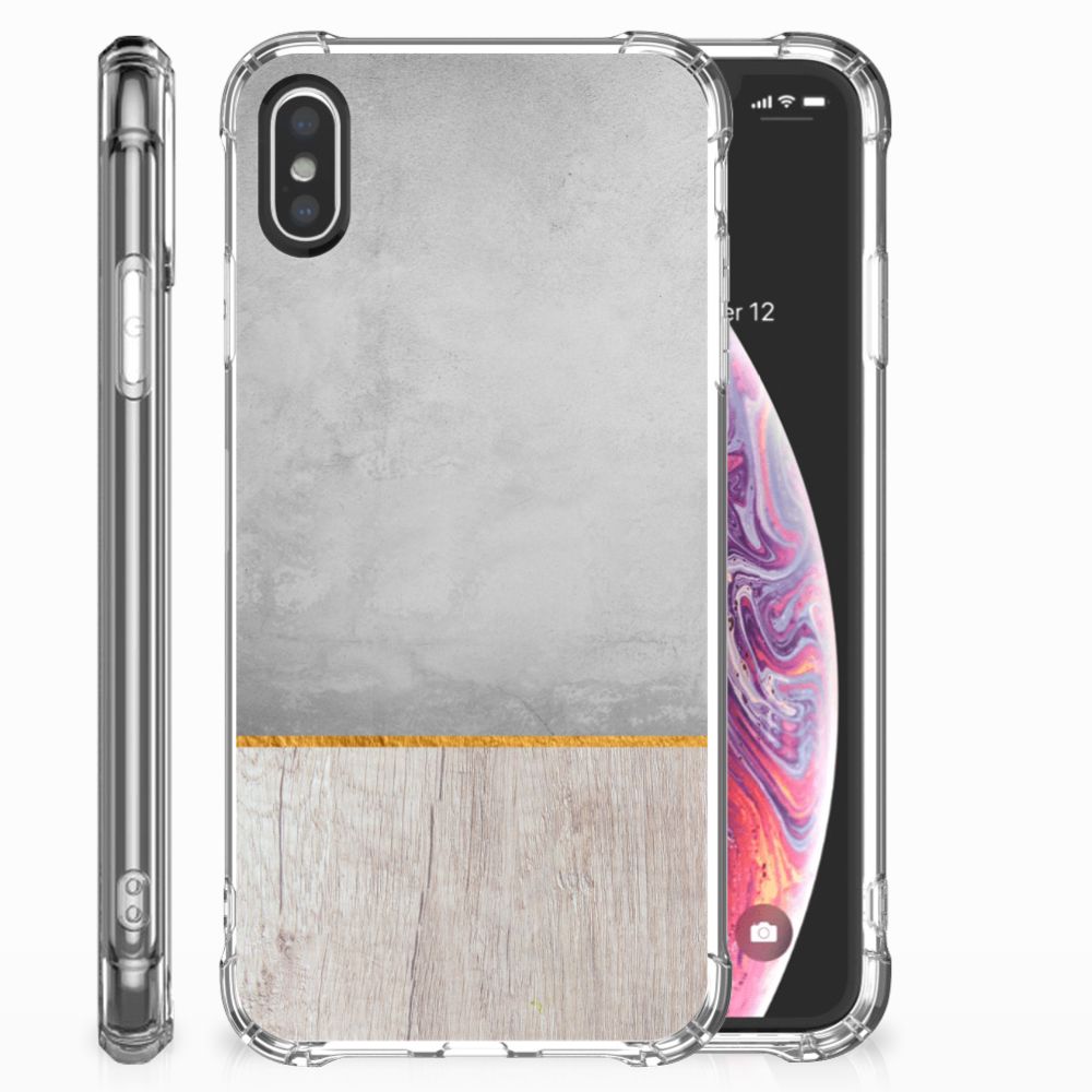 Apple iPhone X | Xs Stevig Telefoonhoesje Wood Concrete