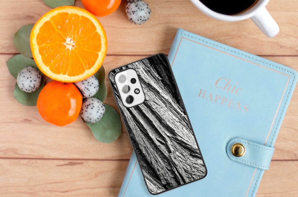 Houten Print Telefoonhoesje Samsung Galaxy A73 Boomschors Grijs B2C Telecom