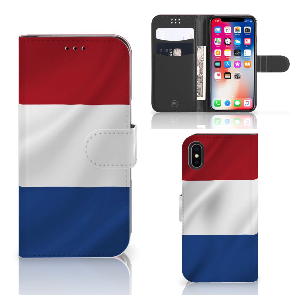 Apple iPhone X | Xs Bookstyle Case Nederlandse Vlag met artistiek design van de Nederlandse vlag.