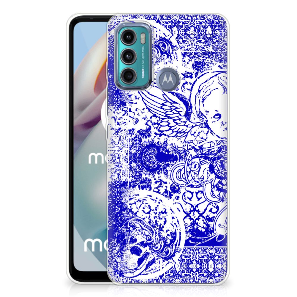 Silicone Back Case Motorola Moto G60 Angel Skull Blauw B2C Telecom