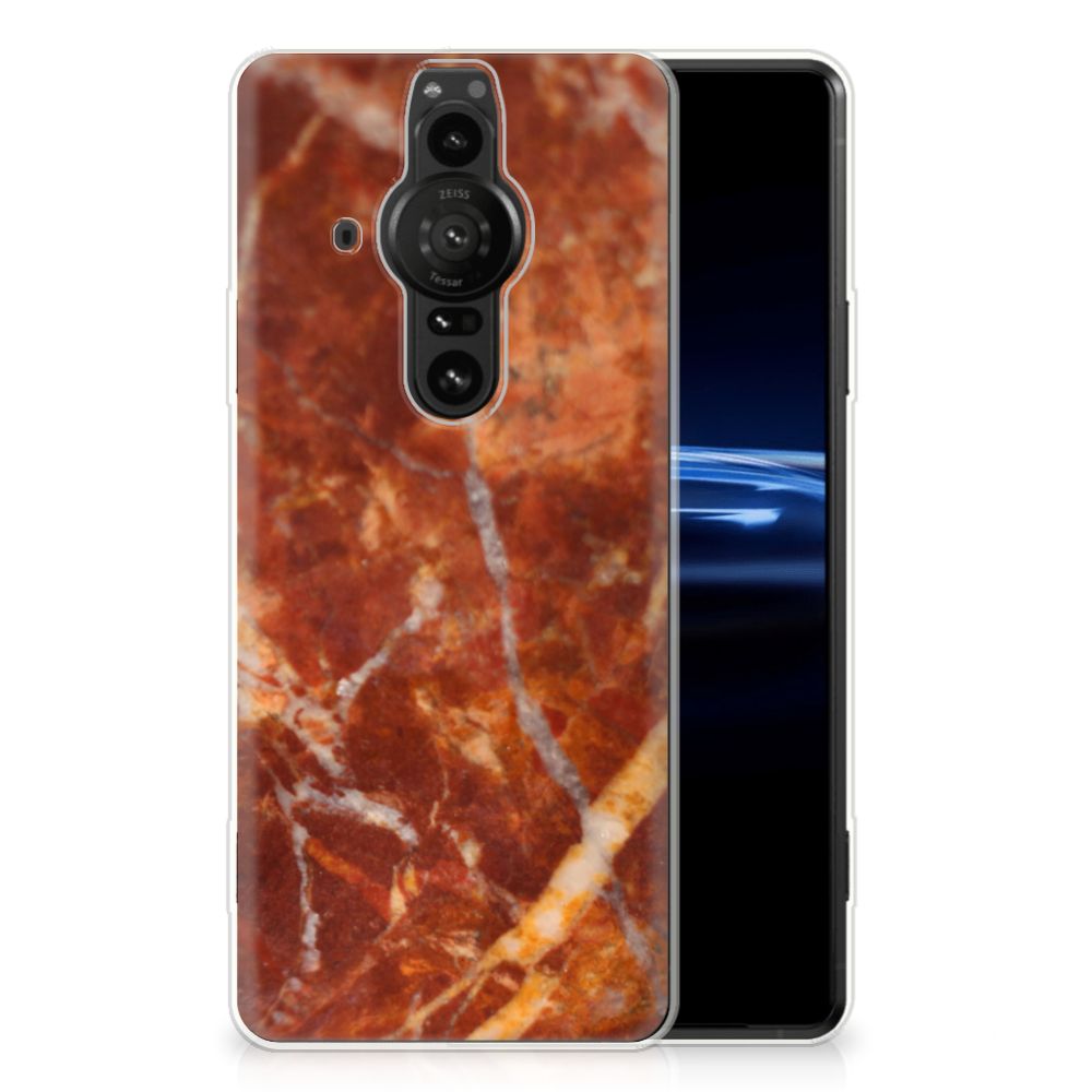 Sony Xperia Pro-I TPU Siliconen Hoesje Marmer Bruin B2C Telecom
