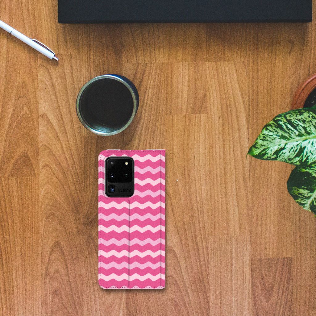 Samsung Galaxy S20 Ultra Hoesje met Magneet Waves Pink - B2C Telecom