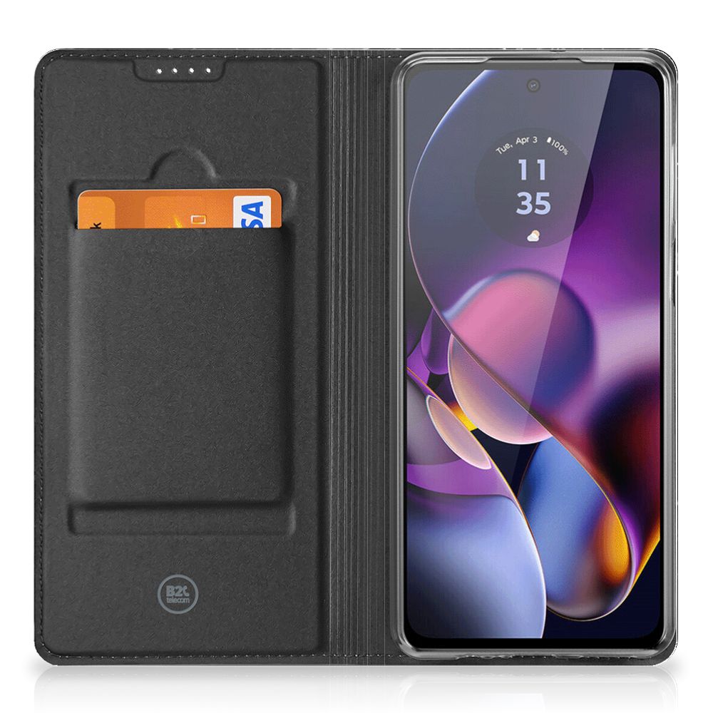 Motorola Moto G54 Standcase Marmer Zwart - Origineel Cadeau Vader