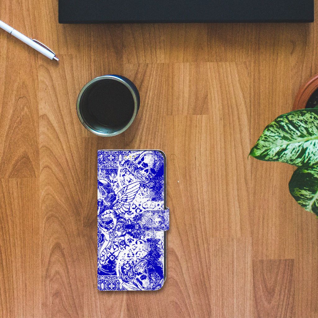 Telefoonhoesje met Naam Xiaomi Poco X3 | Poco X3 Pro Angel Skull Blauw