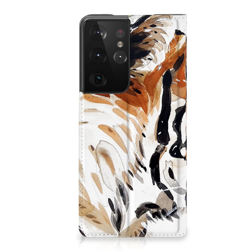 Bookcase Samsung Galaxy S21 Ultra Watercolor Tiger - B2C Telecom