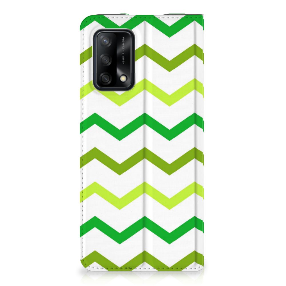 OPPO A74 4G Hoesje met Magneet Zigzag Groen