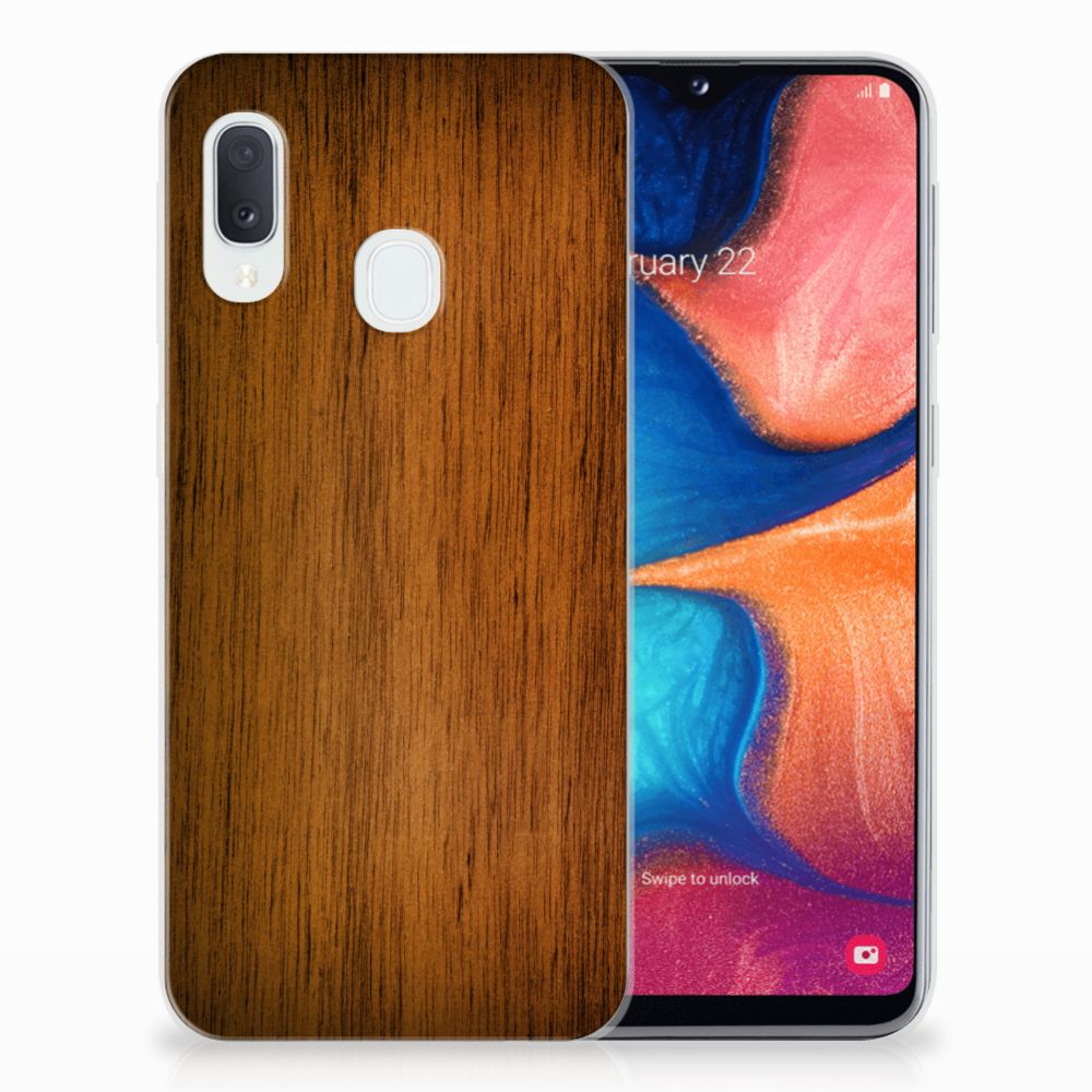 Samsung Galaxy A20e Bumper Hoesje Donker Hout