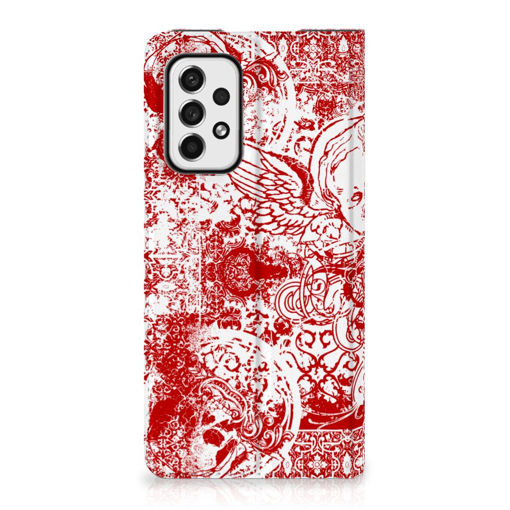 Mobiel BookCase Samsung Galaxy A73 Angel Skull Rood - B2C Telecom