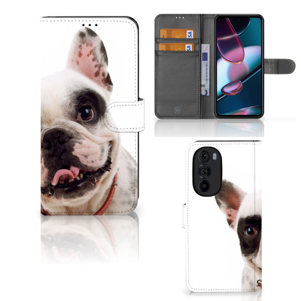 Motorola Edge 30 Pro Telefoonhoesje met Pasjes Franse Bulldog