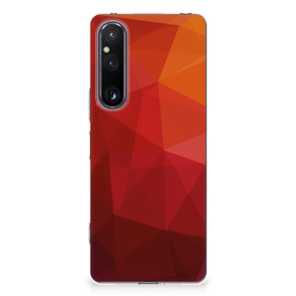 TPU Hoesje voor Sony Xperia 1 V Polygon Red