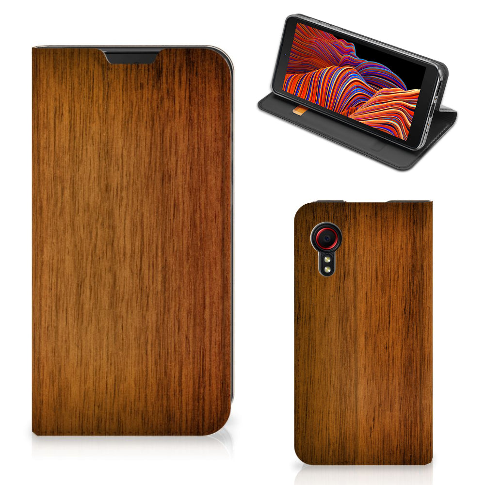 Samsung Galaxy Xcover 5 Book Wallet Case Donker Hout