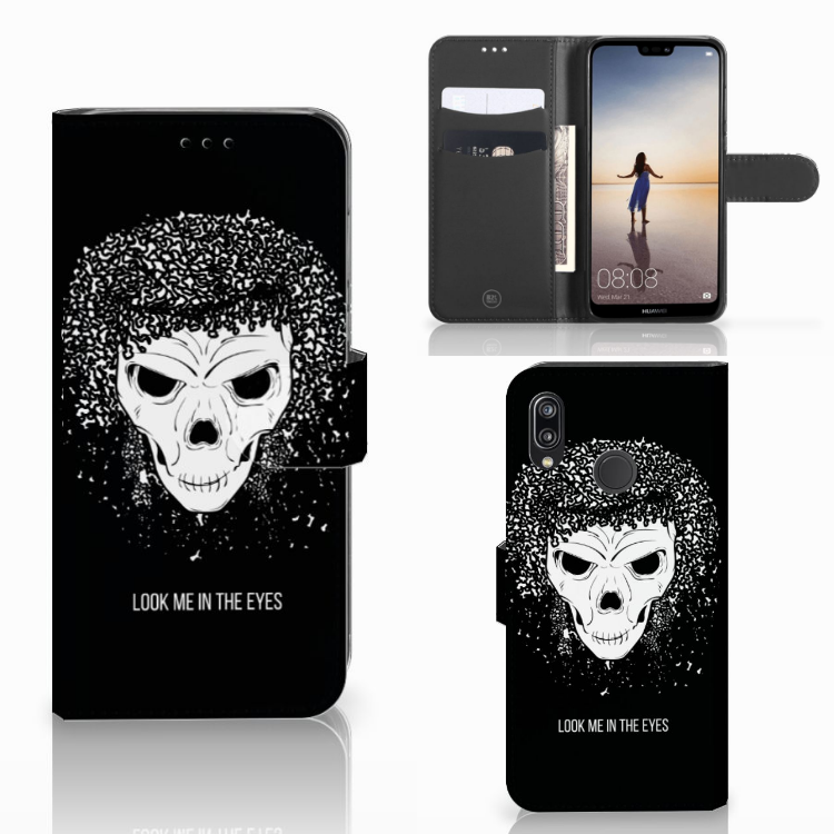 Telefoonhoesje met Naam Huawei P20 Lite Skull Hair