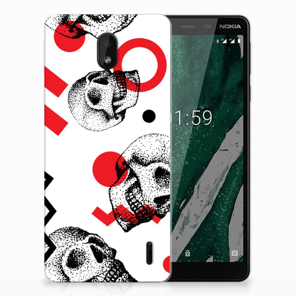 Silicone Back Case Nokia 1 Plus Skull Red