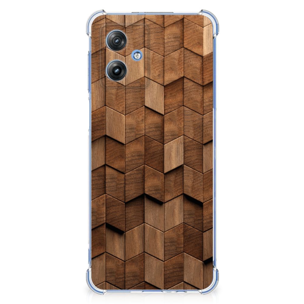 Stevig Telefoonhoesje voor Motorola Moto G54 Wooden Cubes