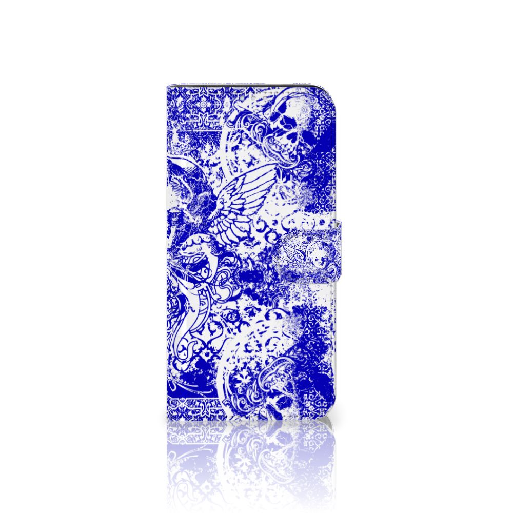 Telefoonhoesje met Naam Motorola G8 Power Angel Skull Blauw