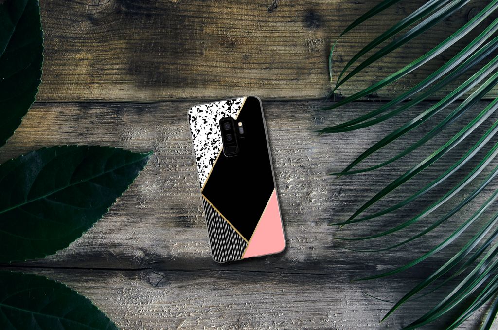 Samsung Galaxy S9 Plus TPU Hoesje Zwart Roze Vormen