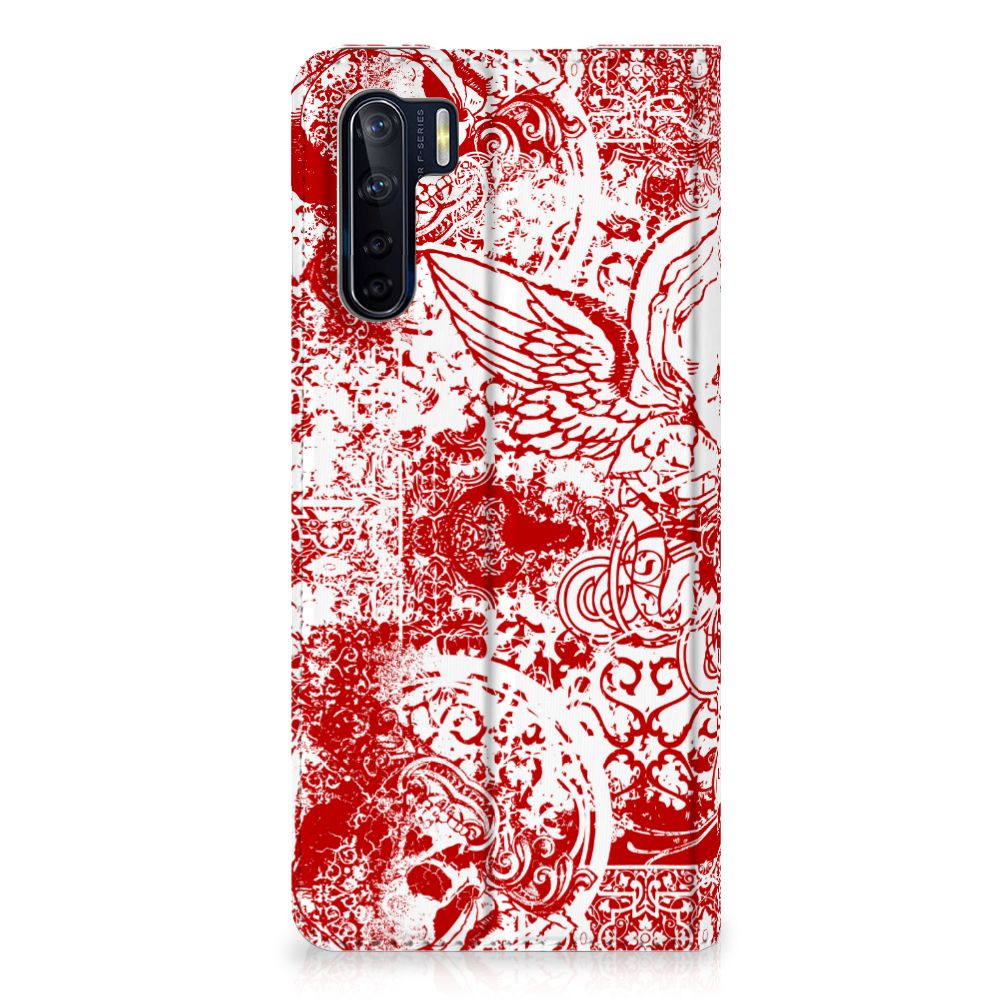 Mobiel BookCase OPPO Reno3 | A91 Angel Skull Rood - B2C Telecom