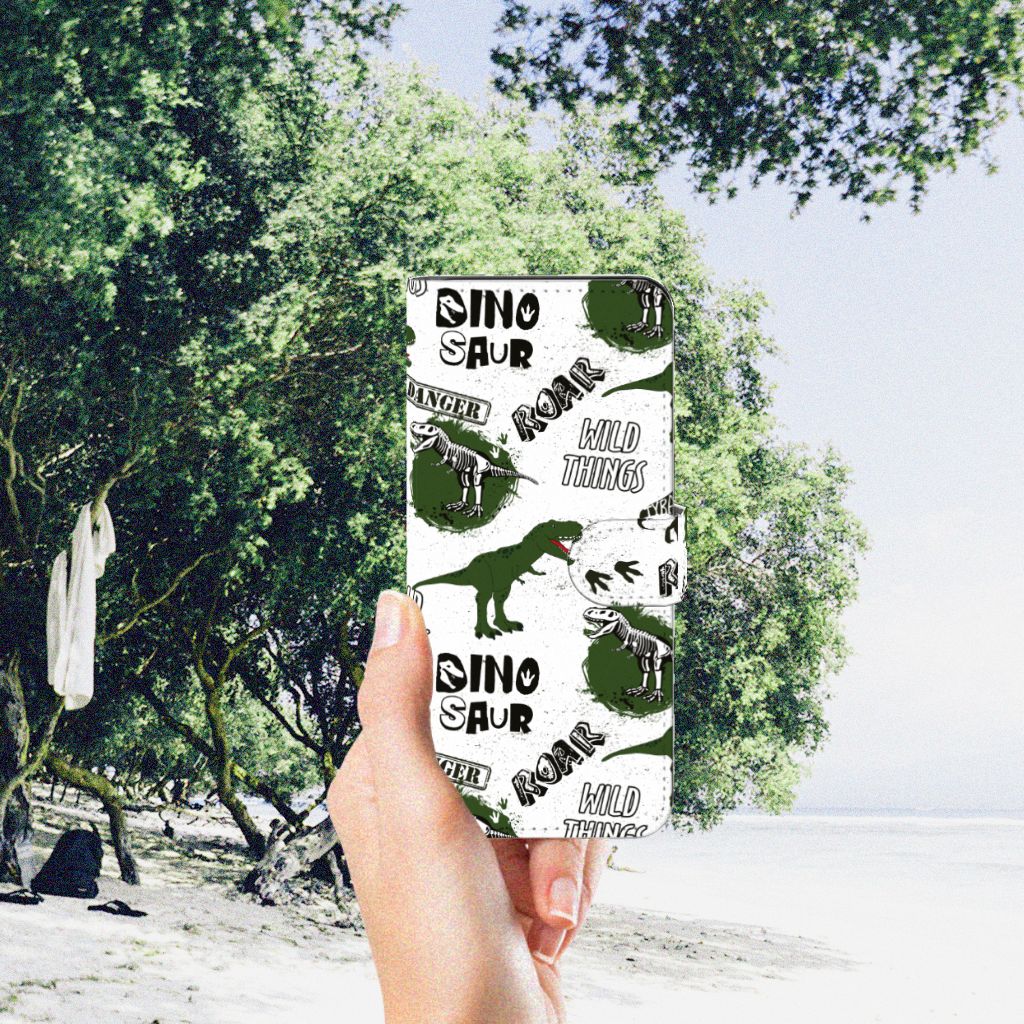 Telefoonhoesje met Pasjes voor Motorola Moto G32 Dinosaurus