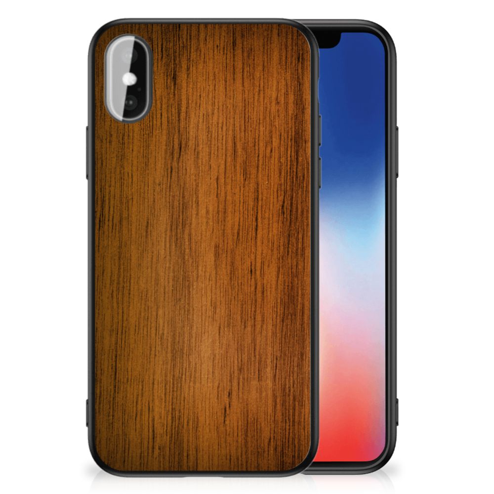 iPhone X | Xs Houten Print Telefoonhoesje Donker Hout