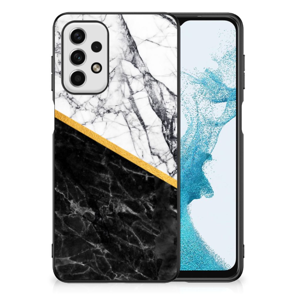 Samsung Galaxy A23 Marmeren Print Telefoonhoesje Marmer Wit Zwart - Origineel Cadeau Man B2C Telecom