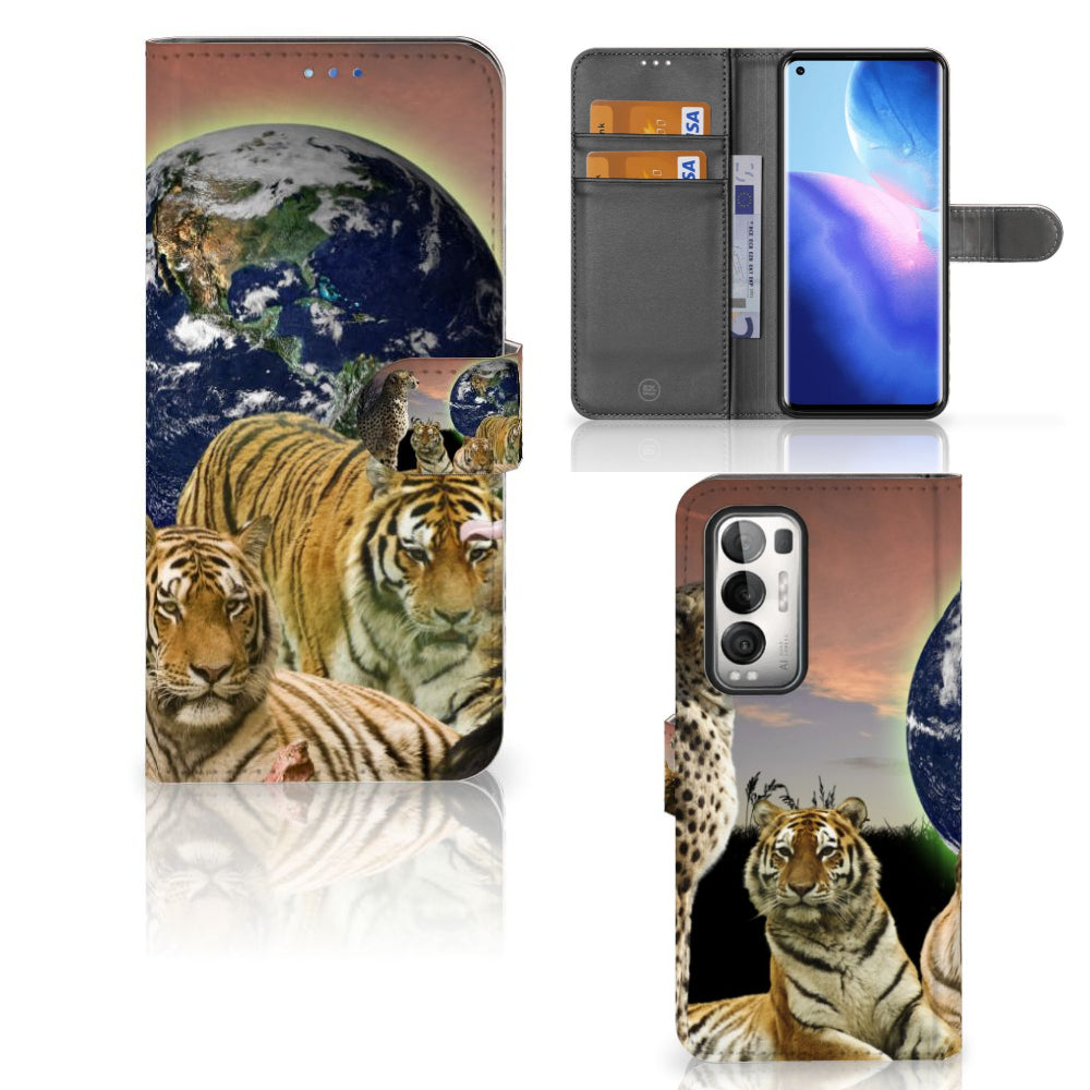 OPPO Find X3 Neo 5G Telefoonhoesje met Pasjes Roofdieren