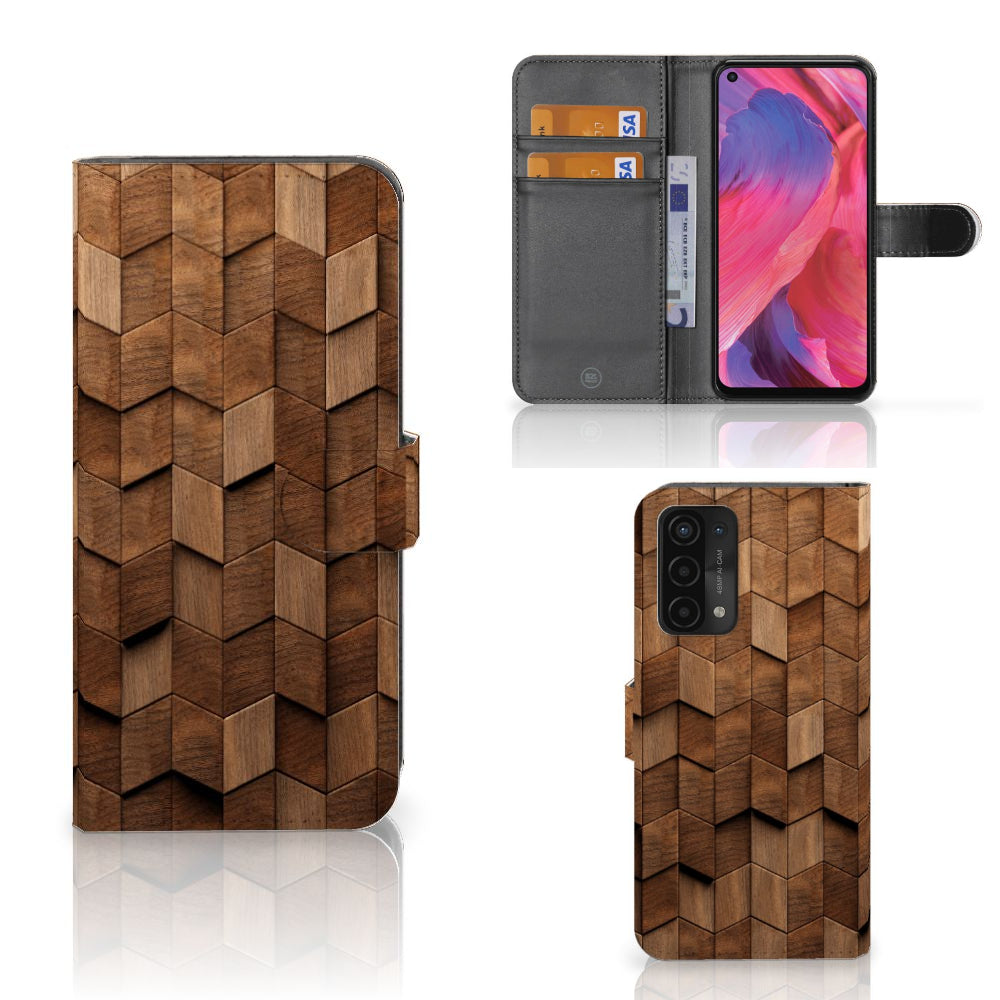 Book Style Case voor OPPO A54 5G | A74 5G | A93 5G Wooden Cubes