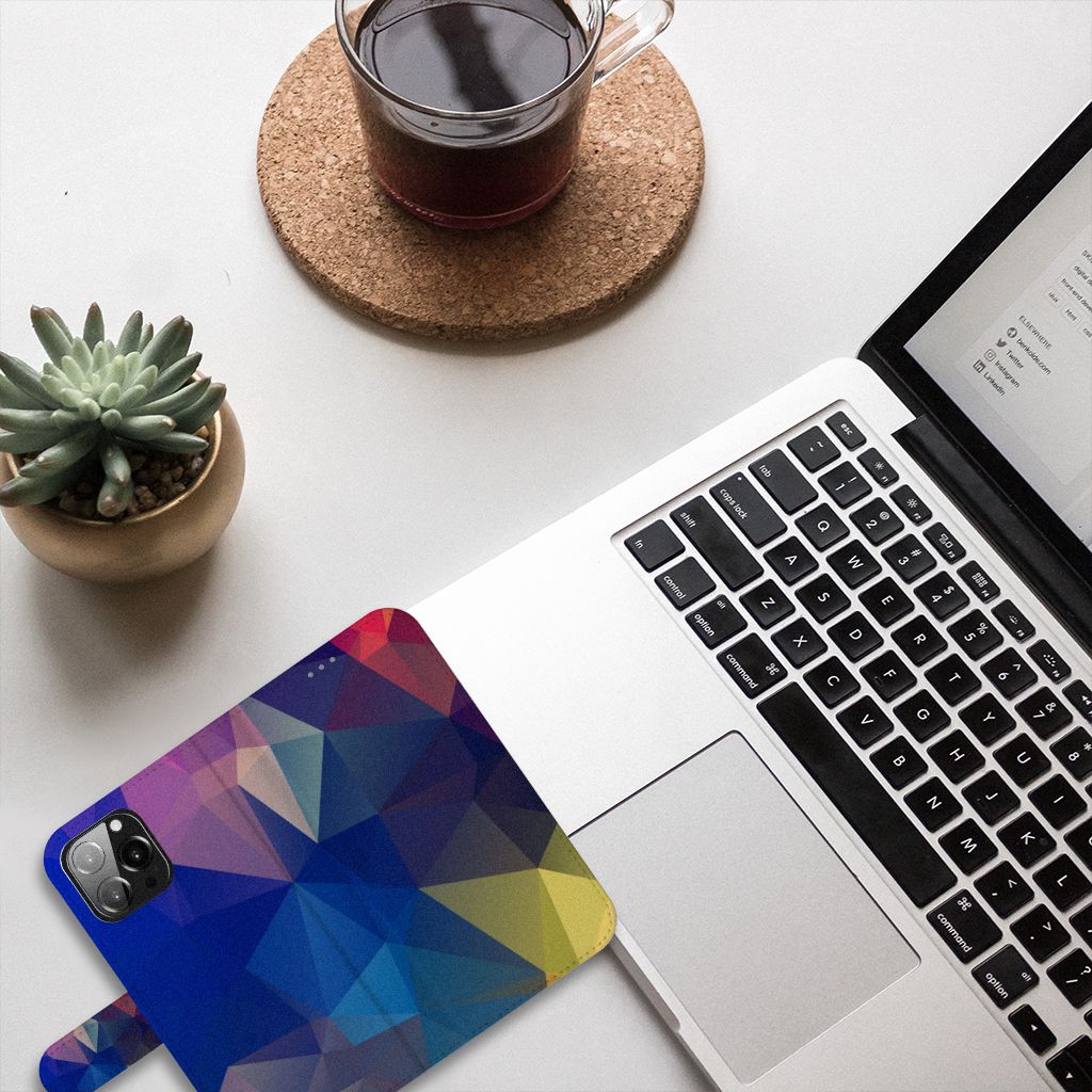 iPhone 13 Pro Max Book Case Polygon Dark