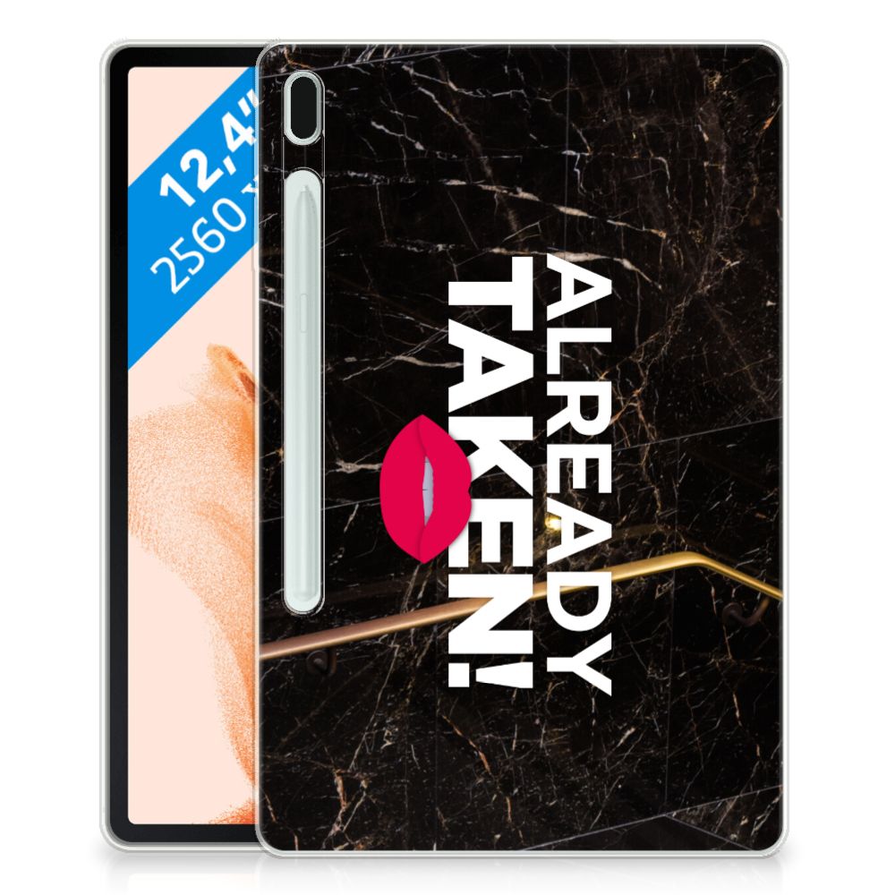 Samsung Galaxy Tab S7FE Back cover met naam Already Taken Black - B2C Telecom