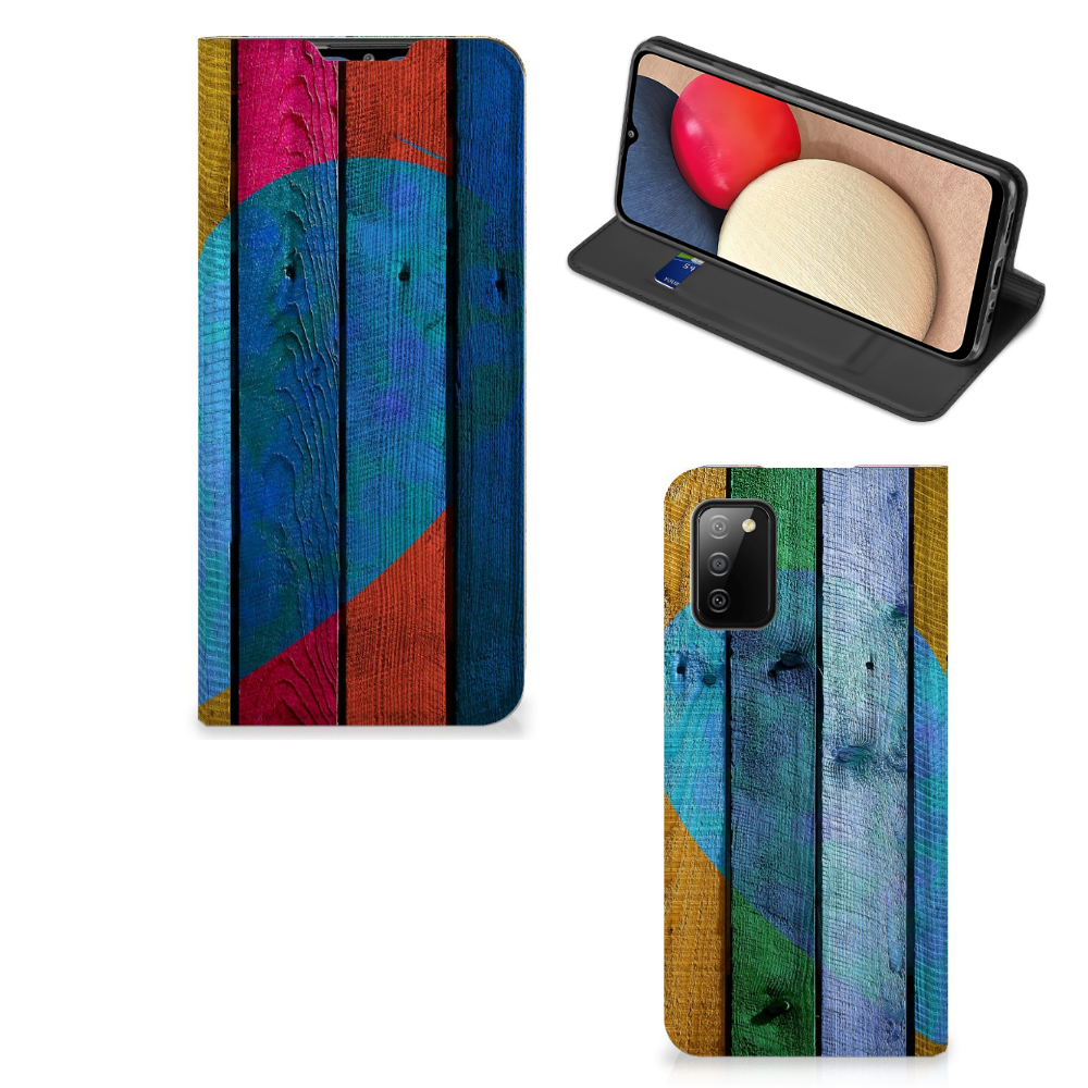 Samsung Galaxy M02s | A02s Book Wallet Case Wood Heart - Cadeau voor je Vriend - B2C Telecom