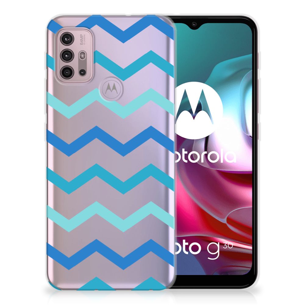 Motorola Moto G30 | G10 TPU bumper Zigzag Blauw