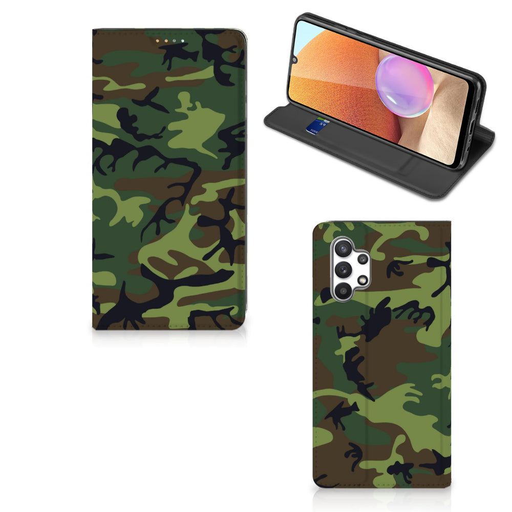 Samsung Galaxy A32 4G | A32 5G Enterprise Editie Hoesje met Magneet Army Dark