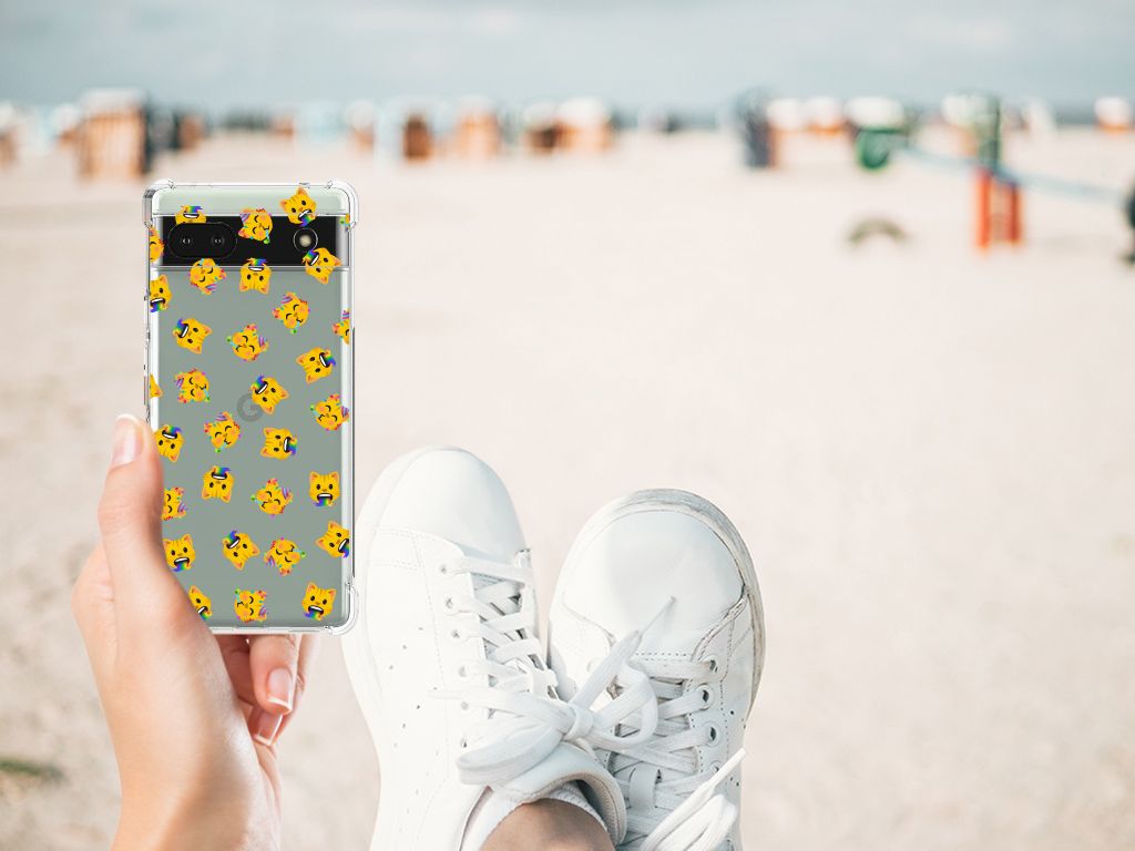 Doorzichtige Silicone Hoesje voor Google Pixel 6A Katten Emojis B2C Telecom