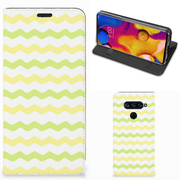 LG V40 Thinq Hoesje met Magneet Waves Yellow