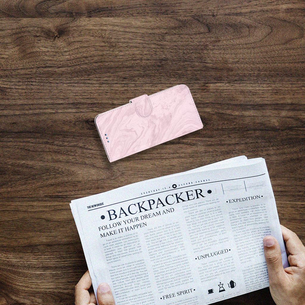 Samsung Galaxy S9 Bookcase Marble Pink - Origineel Cadeau Vriendin