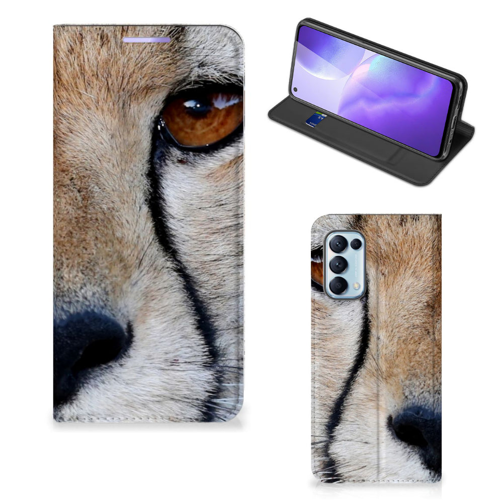 OPPO Find X3 Lite Hoesje maken Cheetah met close-up van jachtluipaard op stijlvol ontwerp.
