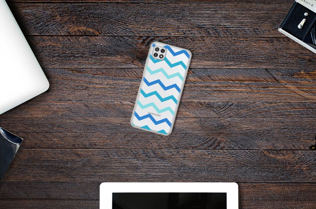 Samsung Galaxy A22 5G TPU bumper Zigzag Blauw B2C Telecom