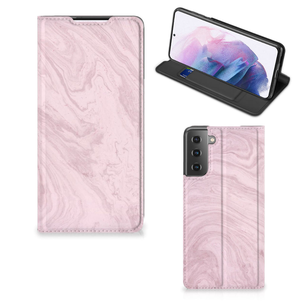 Samsung Galaxy S21 Plus Standcase Marble Pink - Origineel Cadeau Vriendin
